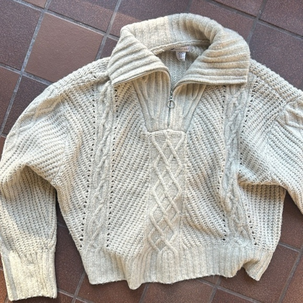 Sincerely Jules sweater zip up collared size XL Ivory softgirl